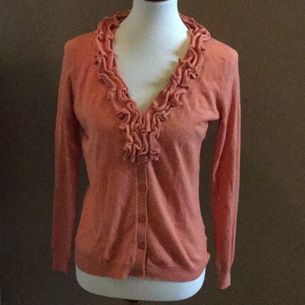 Talbot's peach fine gauge cardigan, size S